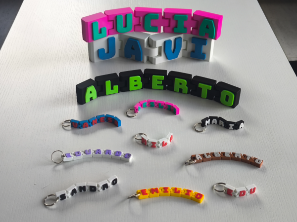 articulated name keychain