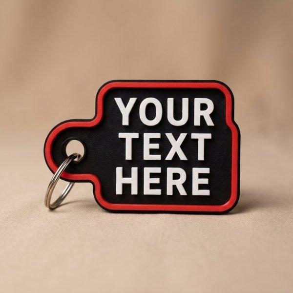 Custom Multi-Line Text Keychain - Quote and Gear Tag
