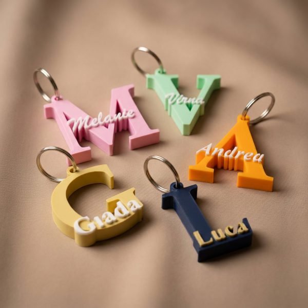 Initial and Name Keychain - Custom Letter Tag