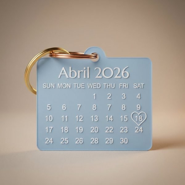 Custom Calendar Date Keychain - Anniversary and Memory Tag