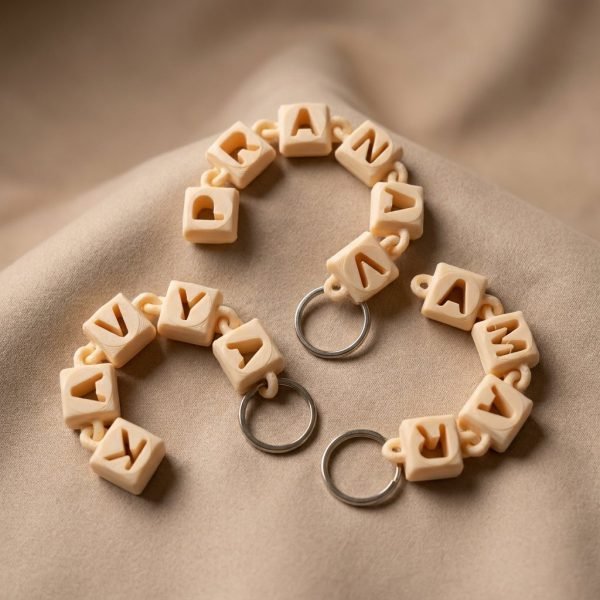 Articulated Custom Text Keychain - Flexible Monotone Tag