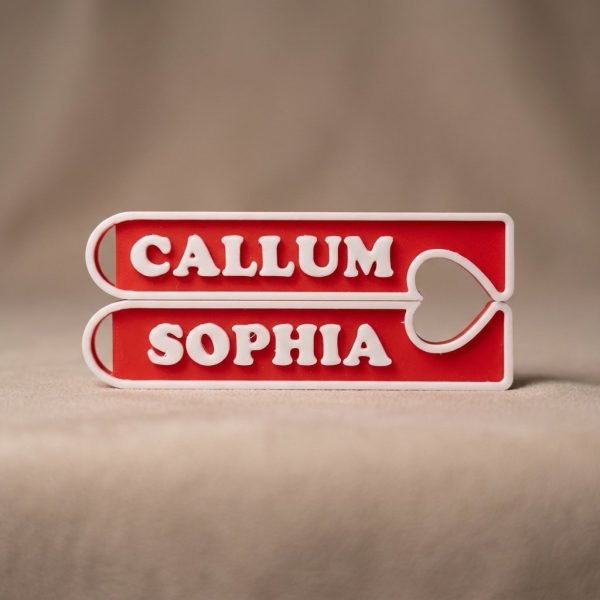 Matching Heart Keychains - Custom Couple Name Set
