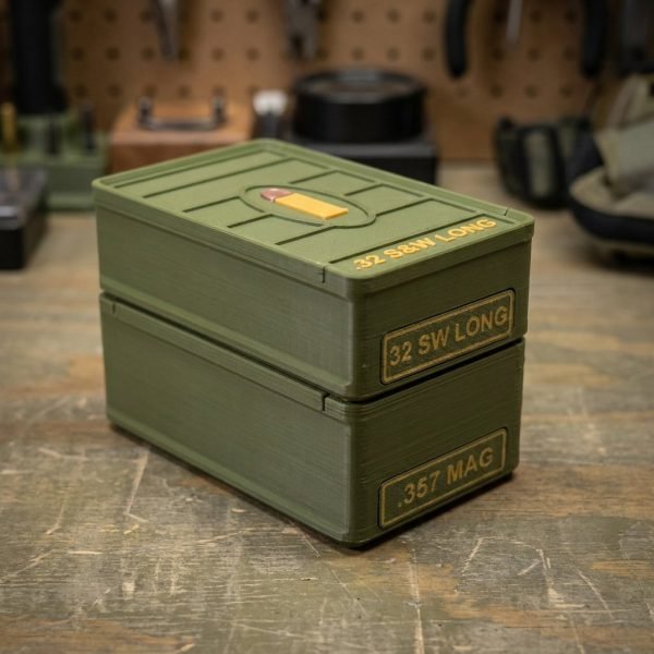 32 S&W Long Slider Ammo Storage Box for 50 Rounds - Stackable Ammo Case