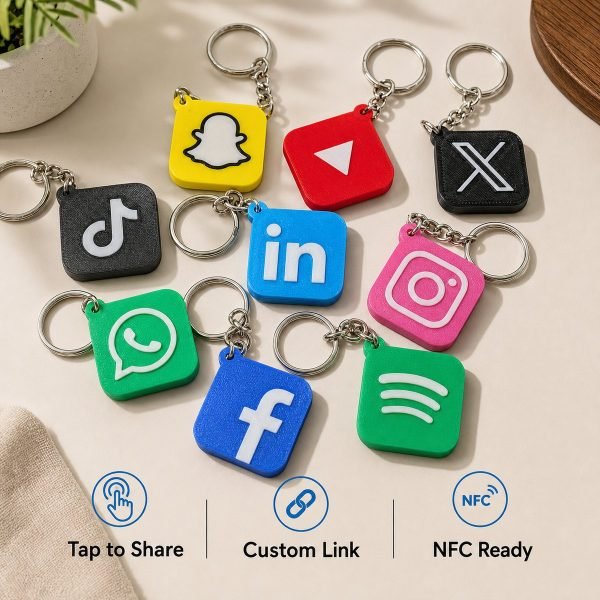 Social Media NFC Keychain | Tap-to-Share Link Tag