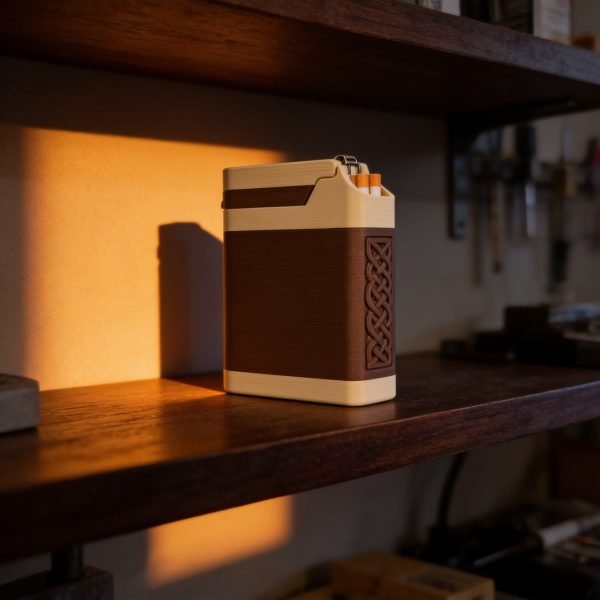 Cigarette Case with Lighter Holder - Two-Tone Latch Case